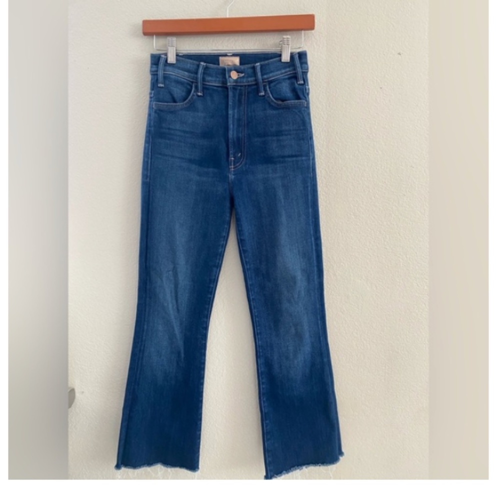 Mother The Hustler Ankle Fray Jeans In Home Movies Dark Wash Size 25